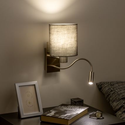 Brilagi - Flexible LED-Wandleuchte NUBILA 1xE27/25W/230V + LED/3W matt Chrom/anthrazit
