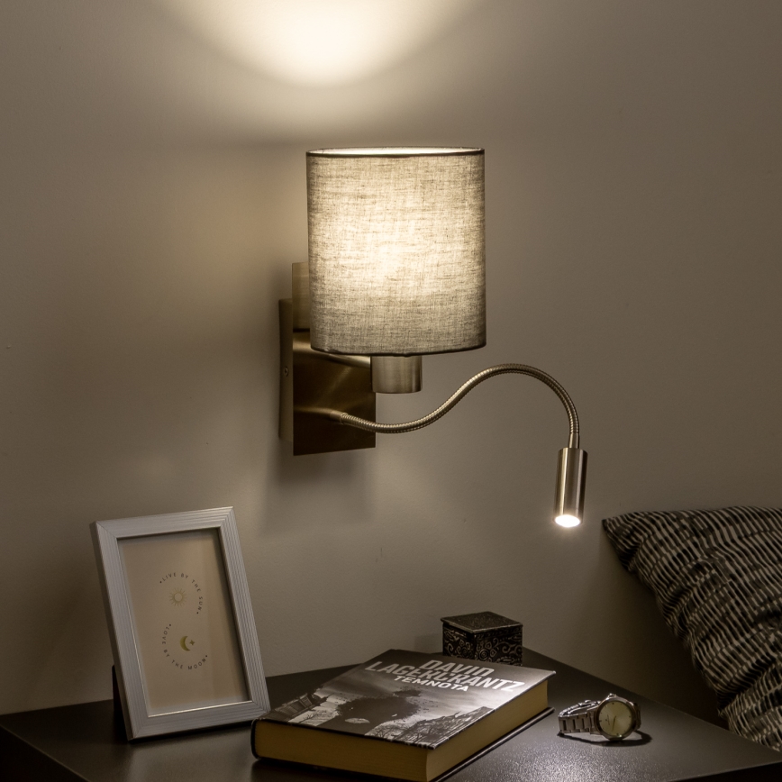Brilagi - Flexible LED-Wandleuchte NUBILA 1xE27/25W/230V + LED/3W matt Chrom/anthrazit