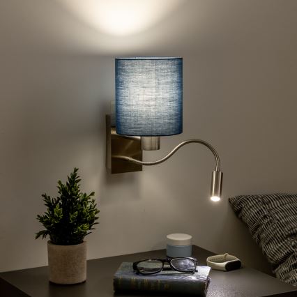 Brilagi - Flexible LED-Wandleuchte NUBILA 1xE27/25W/230V + LED/3W matt Chrom/dunkelblau