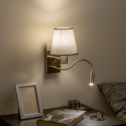 Brilagi - Flexible LED-Wandleuchte NUBILA 1xE27/25W/230V + LED/3W matt Chrom/grau