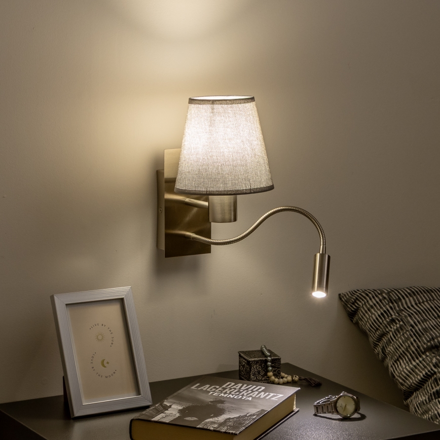 Brilagi - Flexible LED-Wandleuchte NUBILA 1xE27/25W/230V + LED/3W matt Chrom/grau