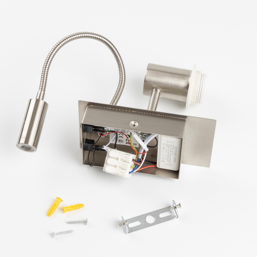 Brilagi - Flexible LED-Wandleuchte NUBILA 1xE27/25W/230V + LED/3W matt Chrom/grau