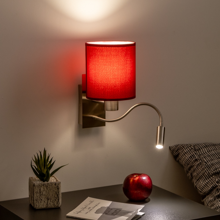 Brilagi - Flexible LED-Wandleuchte NUBILA 1xE27/25W/230V + LED/3W matt Chrom/Pompejanisch rot