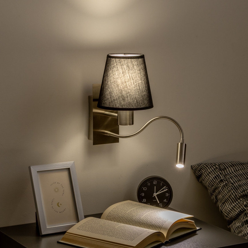 Brilagi - Flexible LED-Wandleuchte NUBILA 1xE27/25W/230V + LED/3W matt Chrom/schwarz