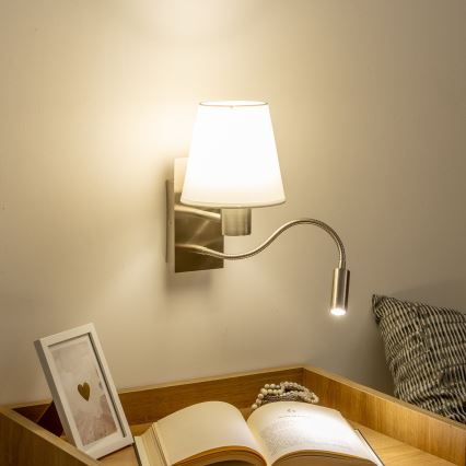 Brilagi - Flexible LED-Wandleuchte NUBILA 1xE27/25W/230V + LED/3W matt Chrom/weiß