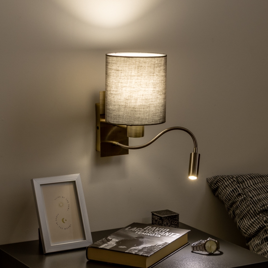 Brilagi - Flexible LED-Wandleuchte NUBILA 1xE27/25W/230V + LED/3W Messing/anthrazit