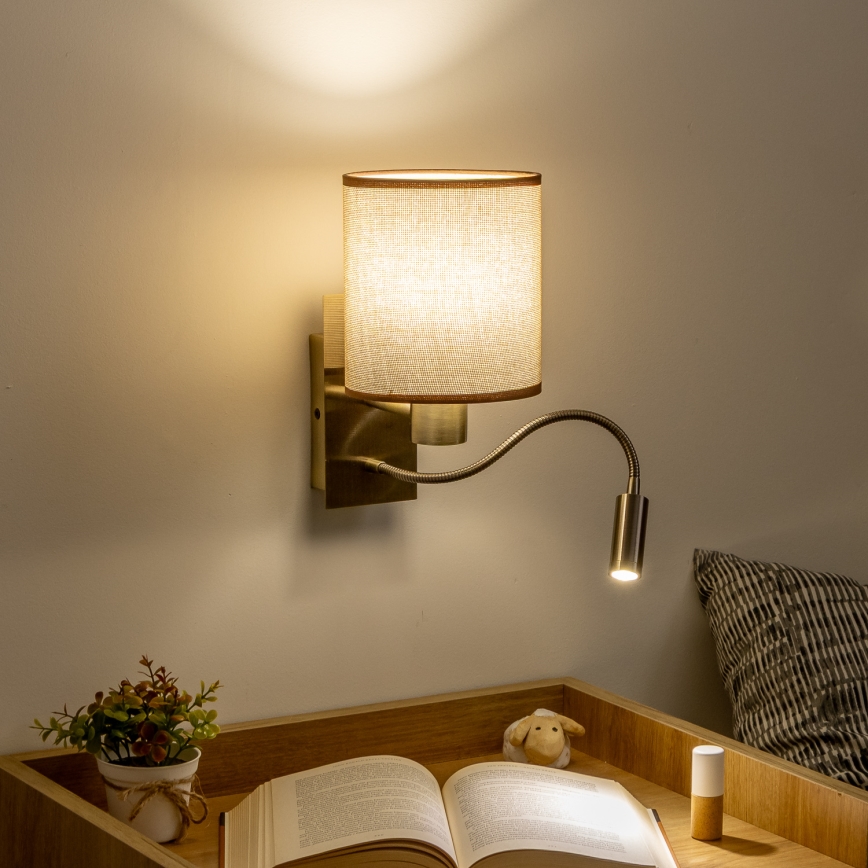 Brilagi - Flexible LED-Wandleuchte NUBILA 1xE27/25W/230V + LED/3W Messing/braun