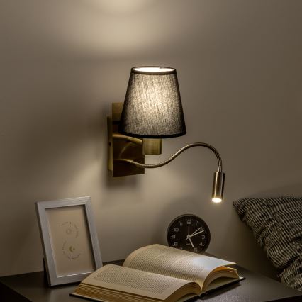 Brilagi - Flexible LED-Wandleuchte NUBILA 1xE27/25W/230V + LED/3W Messing/schwarz