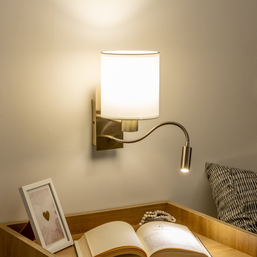 Brilagi - Flexible LED-Wandleuchte NUBILA 1xE27/25W/230V + LED/3W Messing/weiß