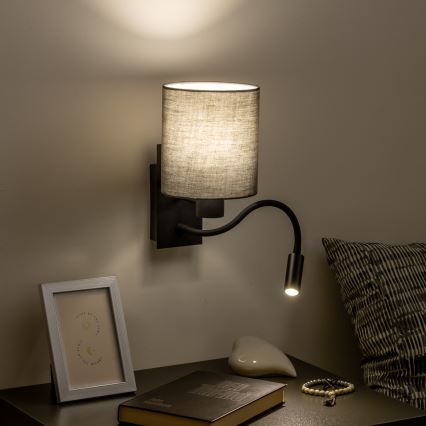 Brilagi - Flexible LED-Wandleuchte NUBILA 1xE27/25W/230V + LED/3W schwarz/anthrazit