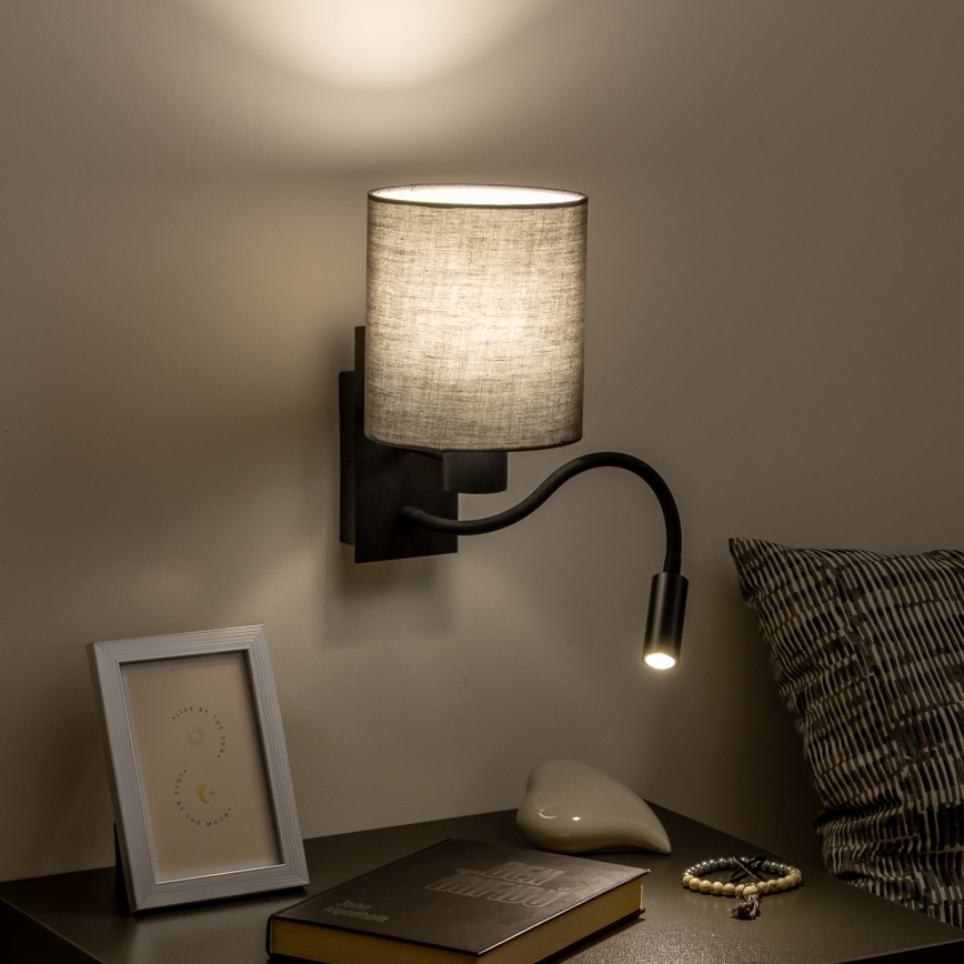 Brilagi - Flexible LED-Wandleuchte NUBILA 1xE27/25W/230V + LED/3W schwarz/anthrazit