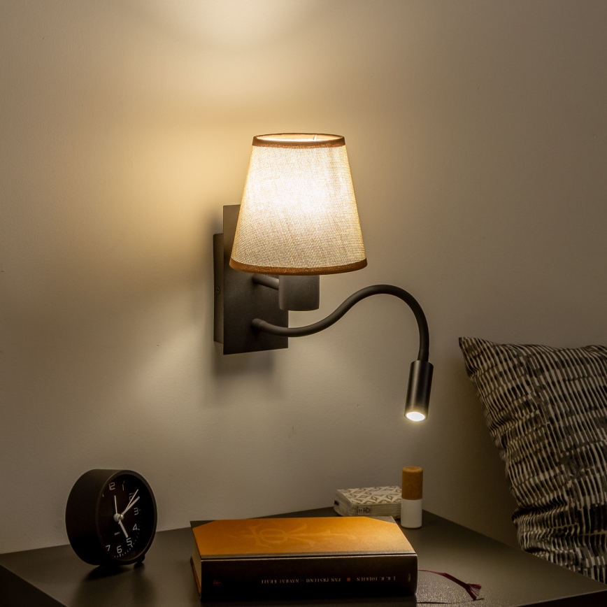 Brilagi - Flexible LED-Wandleuchte NUBILA 1xE27/25W/230V + LED/3W schwarz/braun