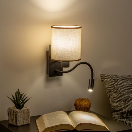 Brilagi - Flexible LED-Wandleuchte NUBILA 1xE27/25W/230V + LED/3W schwarz/braun