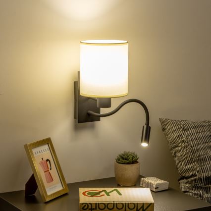Brilagi - Flexible LED-Wandleuchte NUBILA 1xE27/25W/230V + LED/3W schwarz/cremefarben