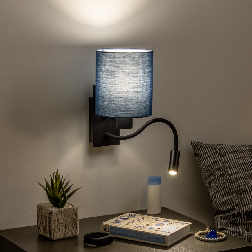 Brilagi - Flexible LED-Wandleuchte NUBILA 1xE27/25W/230V + LED/3W schwarz/dunkelblau