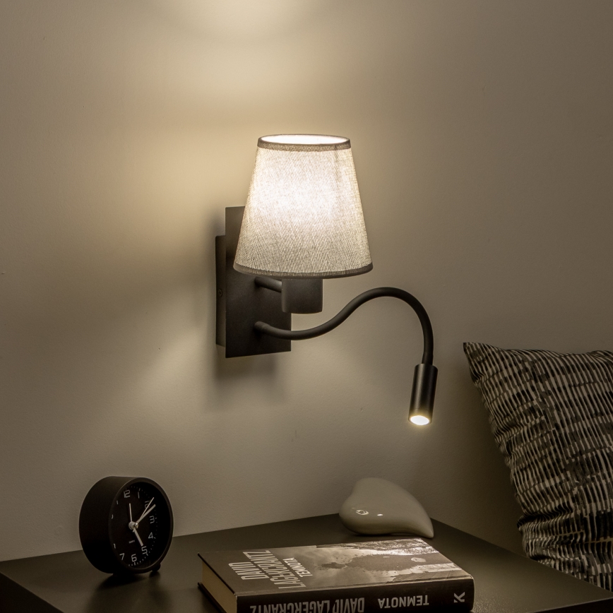Brilagi - Flexible LED-Wandleuchte NUBILA 1xE27/25W/230V + LED/3W schwarz/grau