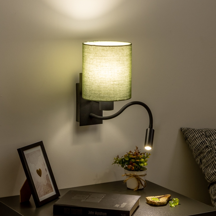 Brilagi - Flexible LED-Wandleuchte NUBILA 1xE27/25W/230V + LED/3W schwarz/grün