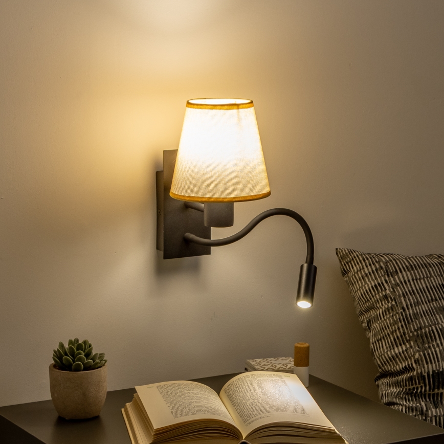 Brilagi - Flexible LED-Wandleuchte NUBILA 1xE27/25W/230V + LED/3W schwarz/hellbraun