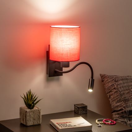 Brilagi - Flexible LED-Wandleuchte NUBILA 1xE27/25W/230V + LED/3W schwarz/rosa