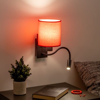 Brilagi - Flexible LED-Wandleuchte NUBILA 1xE27/25W/230V + LED/3W schwarz/rot