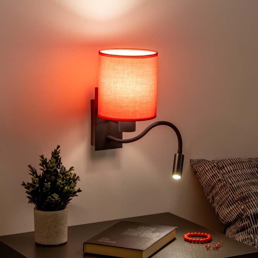 Brilagi - Flexible LED-Wandleuchte NUBILA 1xE27/25W/230V + LED/3W schwarz/rot