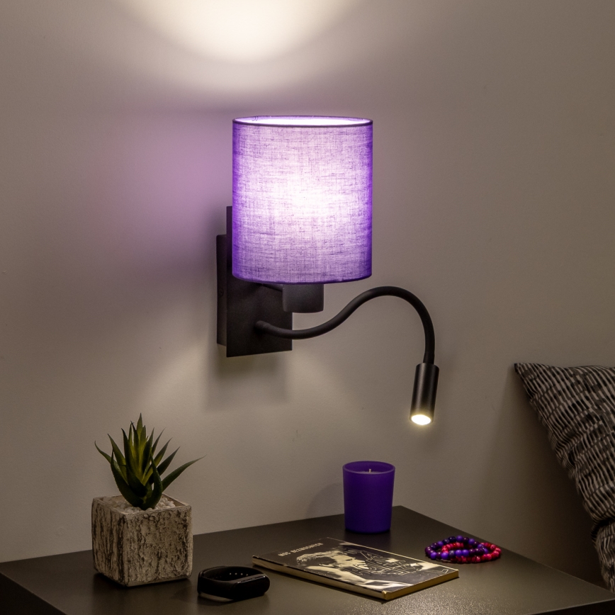 Brilagi - Flexible LED-Wandleuchte NUBILA 1xE27/25W/230V + LED/3W schwarz/violett