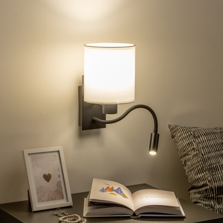 Brilagi - Flexible LED-Wandleuchte NUBILA 1xE27/25W/230V + LED/3W schwarz/weiß
