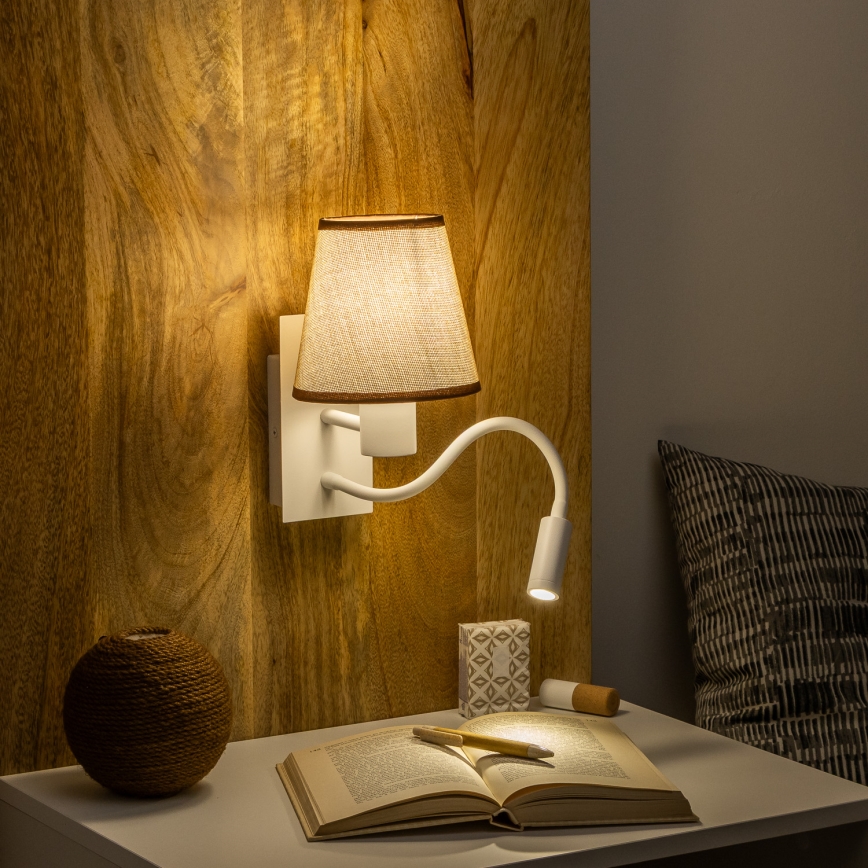 Brilagi - Flexible LED-Wandleuchte NUBILA 1xE27/25W/230V + LED/3W weiß/braun