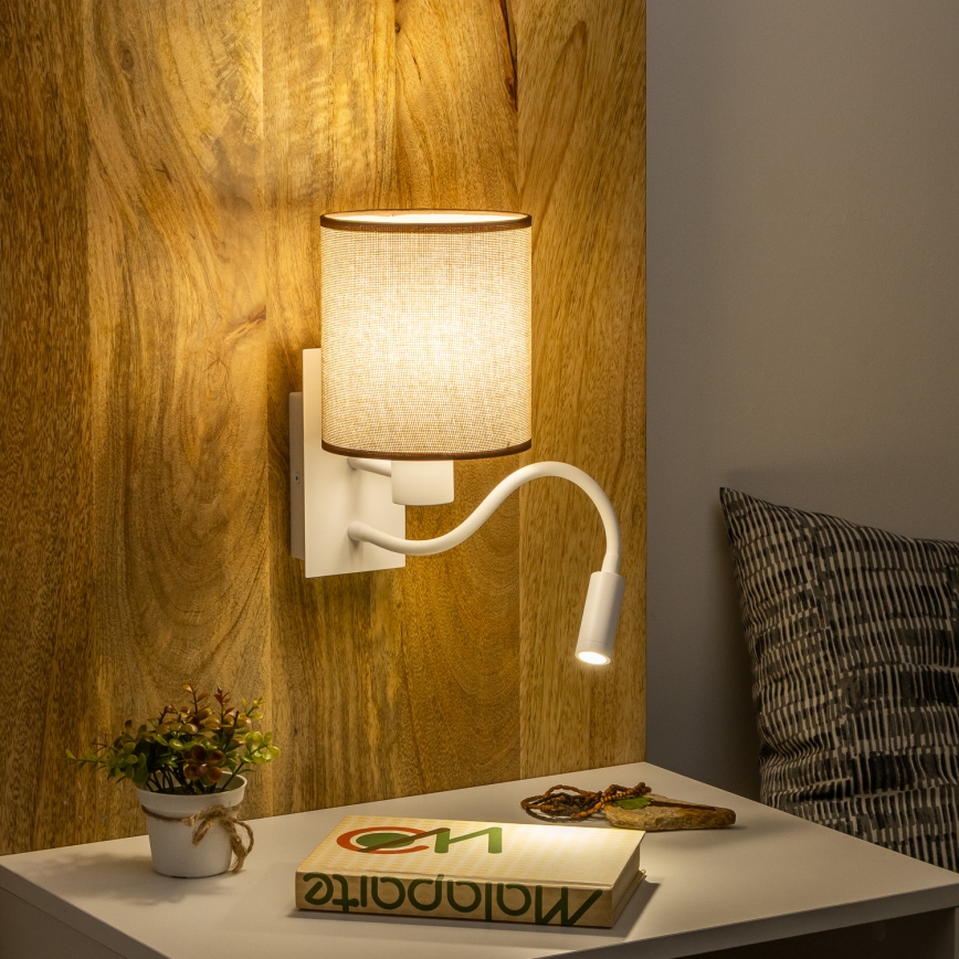 Brilagi - Flexible LED-Wandleuchte NUBILA 1xE27/25W/230V + LED/3W weiß/braun