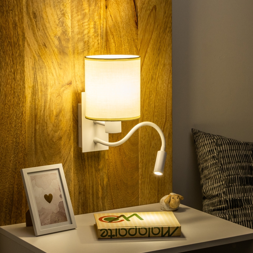 Brilagi - Flexible LED-Wandleuchte NUBILA 1xE27/25W/230V + LED/3W weiß/cremefarben