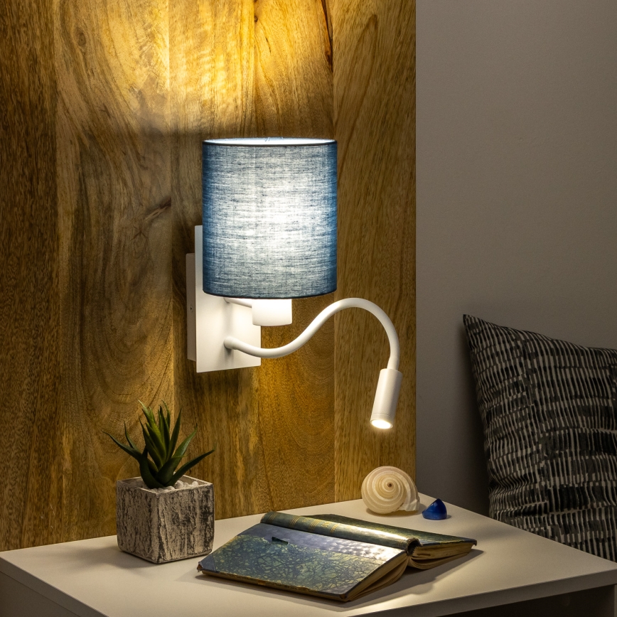 Brilagi - Flexible LED-Wandleuchte NUBILA 1xE27/25W/230V + LED/3W weiß/dunkelblau