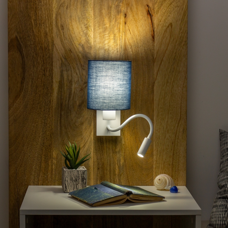 Brilagi - Flexible LED-Wandleuchte NUBILA 1xE27/25W/230V + LED/3W weiß/dunkelblau