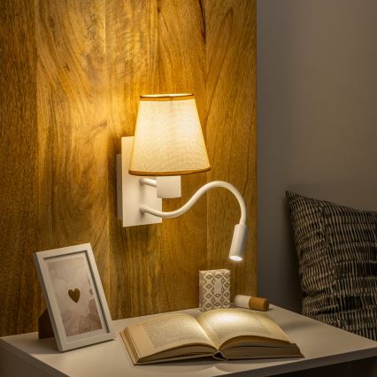 Brilagi - Flexible LED-Wandleuchte NUBILA 1xE27/25W/230V + LED/3W weiß/hellbraun