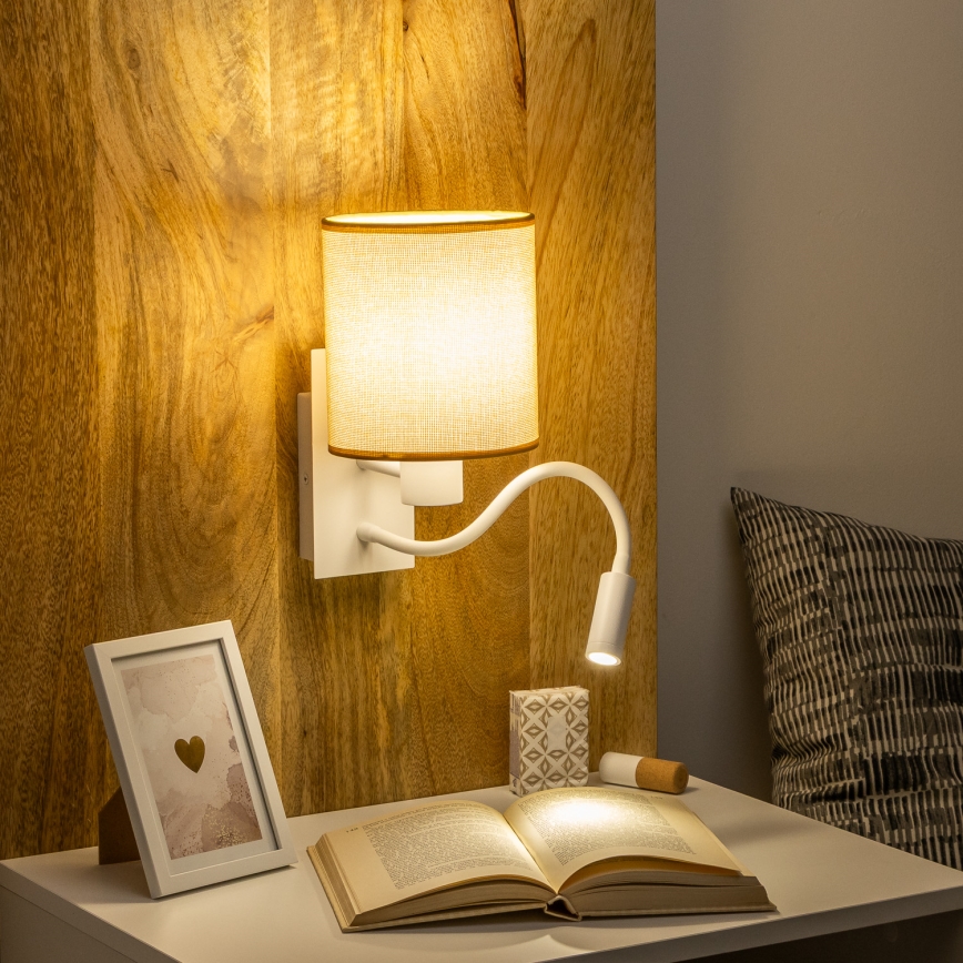 Brilagi - Flexible LED-Wandleuchte NUBILA 1xE27/25W/230V + LED/3W weiß/hellbraun