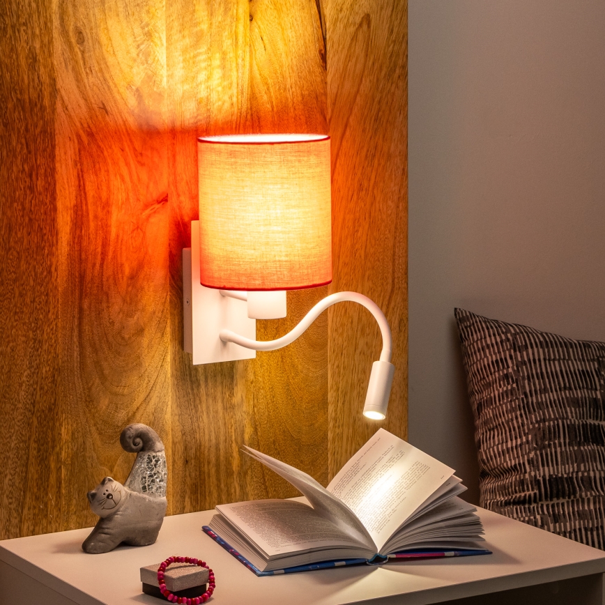 Brilagi - Flexible LED-Wandleuchte NUBILA 1xE27/25W/230V + LED/3W weiß/pink