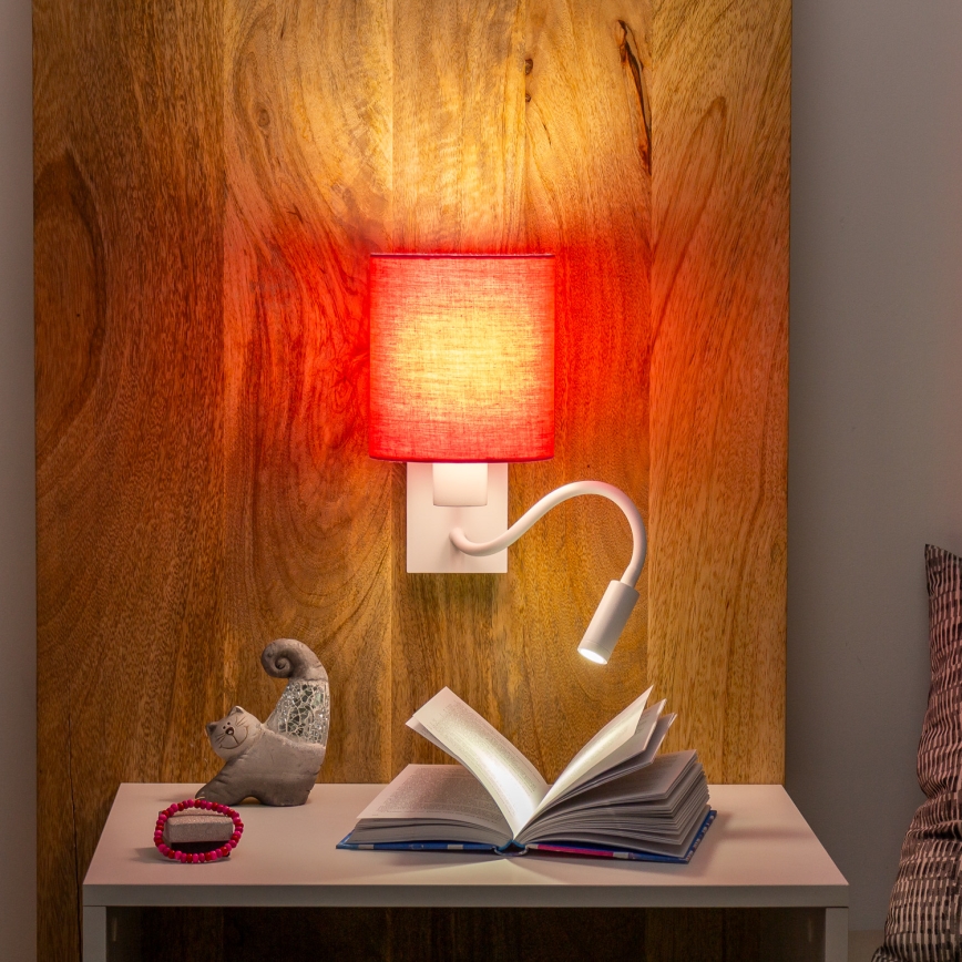 Brilagi - Flexible LED-Wandleuchte NUBILA 1xE27/25W/230V + LED/3W weiß/pink