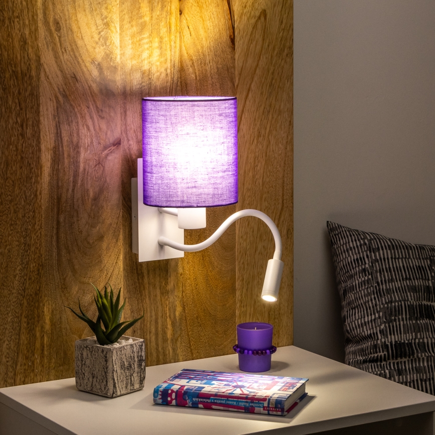 Brilagi - Flexible LED-Wandleuchte NUBILA 1xE27/25W/230V + LED/3W weiß/violett