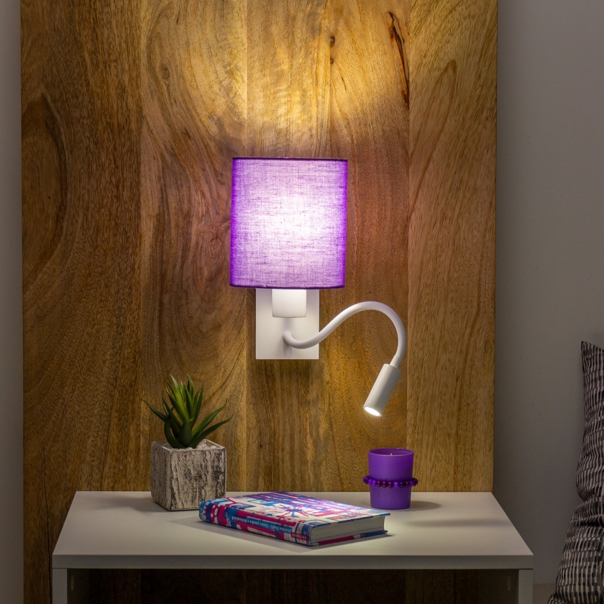 Brilagi - Flexible LED-Wandleuchte NUBILA 1xE27/25W/230V + LED/3W weiß/violett