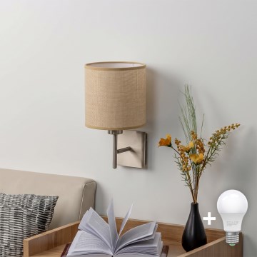 BRILAGI - LED-Wandleuchte NUBILA 1xE27/60W/230V matt-chrom/hellbraun