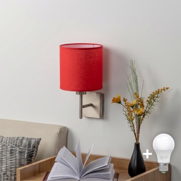 BRILAGI - LED-Wandleuchte NUBILA 1xE27/60W/230V matt chrom/rot