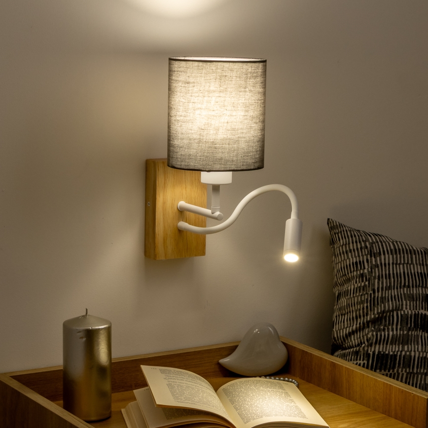 Brilagi - Flexible LED-Wandleuchte NUBILA WOOD 1xE27/25W/230V + LED/3W Eiche/anthrazit