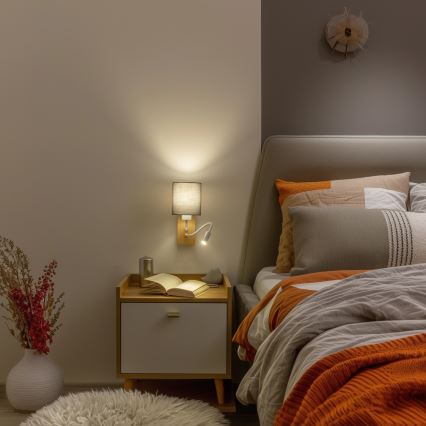 Brilagi - Flexible LED-Wandleuchte NUBILA WOOD 1xE27/25W/230V + LED/3W Eiche/anthrazit