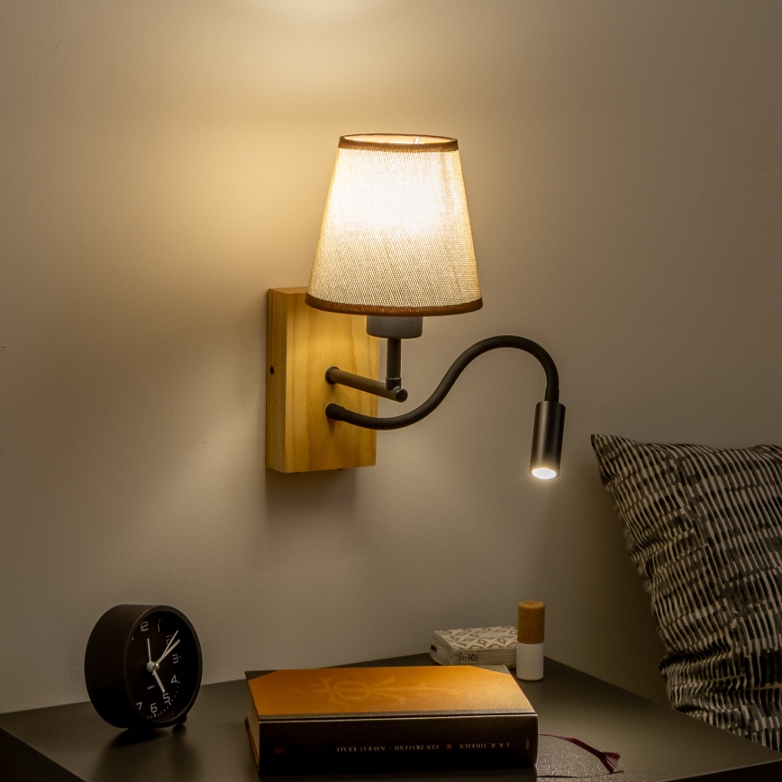 Brilagi - Flexible LED-Wandleuchte NUBILA WOOD 1xE27/25W/230V + LED/3W Eiche/braun