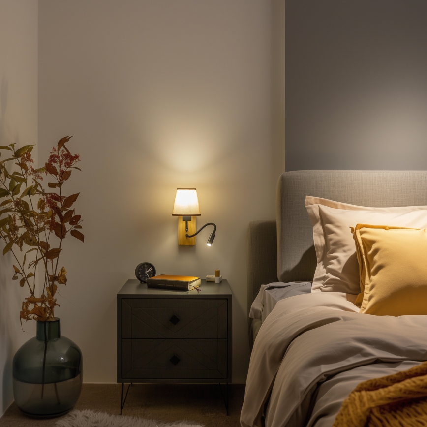 Brilagi - Flexible LED-Wandleuchte NUBILA WOOD 1xE27/25W/230V + LED/3W Eiche/braun