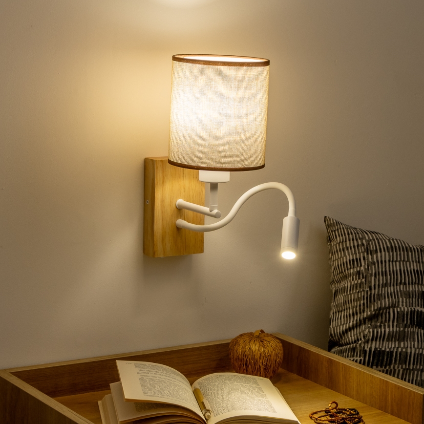 Brilagi - Flexible LED-Wandleuchte NUBILA WOOD 1xE27/25W/230V + LED/3W Eiche/braun