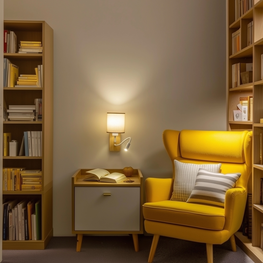 Brilagi - Flexible LED-Wandleuchte NUBILA WOOD 1xE27/25W/230V + LED/3W Eiche/braun