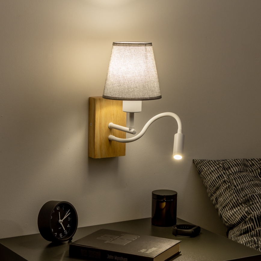 Brilagi - Flexible LED-Wandleuchte NUBILA WOOD 1xE27/25W/230V + LED/3W Eiche/grau