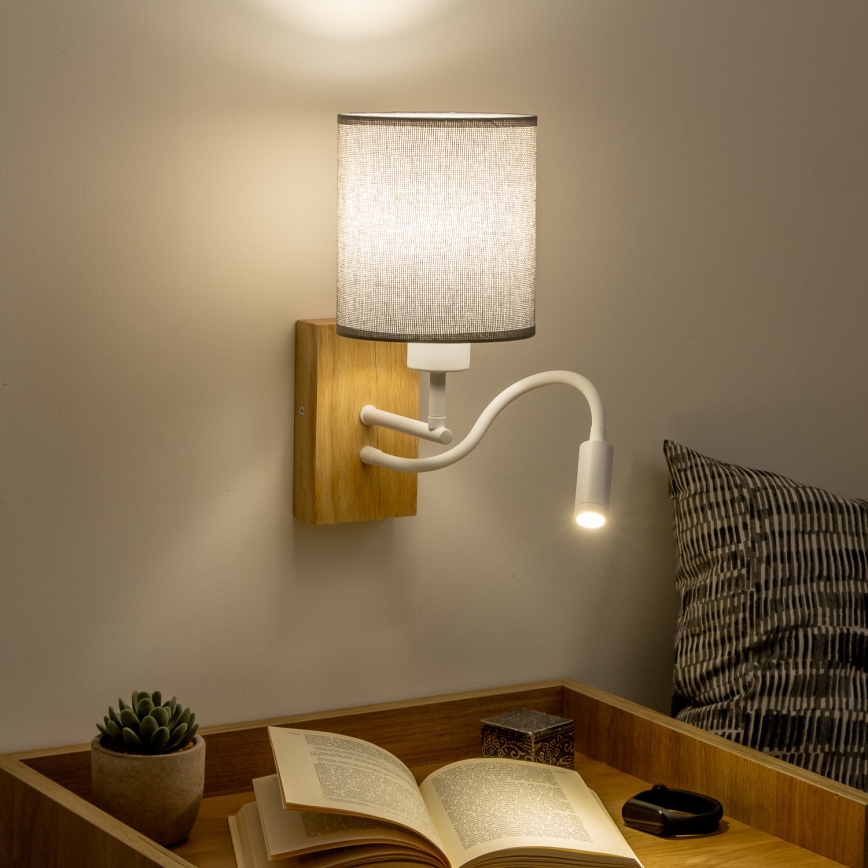 Brilagi - Flexible LED-Wandleuchte NUBILA WOOD 1xE27/25W/230V + LED/3W Eiche/grau