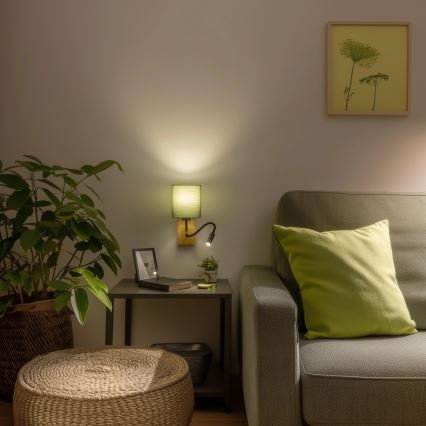 Brilagi - Flexible LED-Wandleuchte NUBILA WOOD 1xE27/25W/230V + LED/3W Eiche/grün