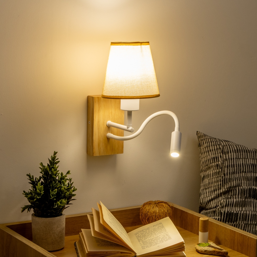 Brilagi - Flexible LED-Wandleuchte NUBILA WOOD 1xE27/25W/230V + LED/3W Eiche/hellbraun
